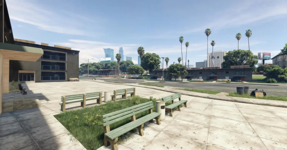 Groove Hood Apartments | Fivem Ready | MLO | Gang Hood | Custom Map | green wooden benches