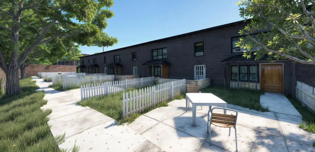 Groove Hood Apartments | Fivem Ready | MLO | Gang Hood | Custom Map | row townhouses white picket fences