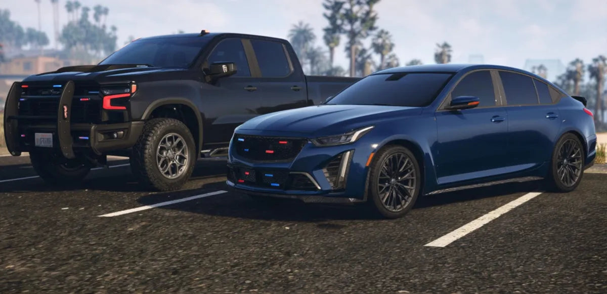 Leo Car Pack | Lore Friendly | TOS Compliant | Police Cars | two parked law enforcement vehicles