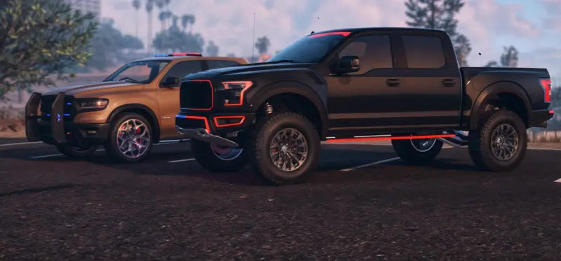 Leo Car Pack | Lore Friendly | TOS Compliant | Police Cars | two parked pickup trucks
