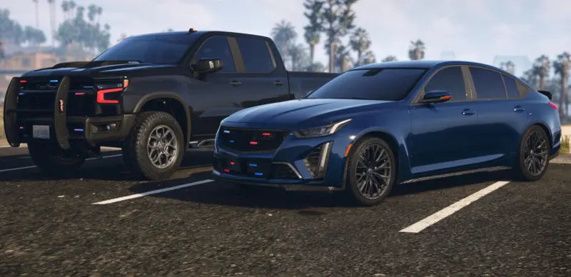 Leo Car Pack | Lore Friendly | TOS Compliant | Police Cars | two parked law enforcement vehicles