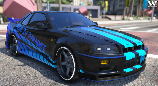 Nissan R34 Paul Walker | Fivem Ready | Badged | Custom Livery