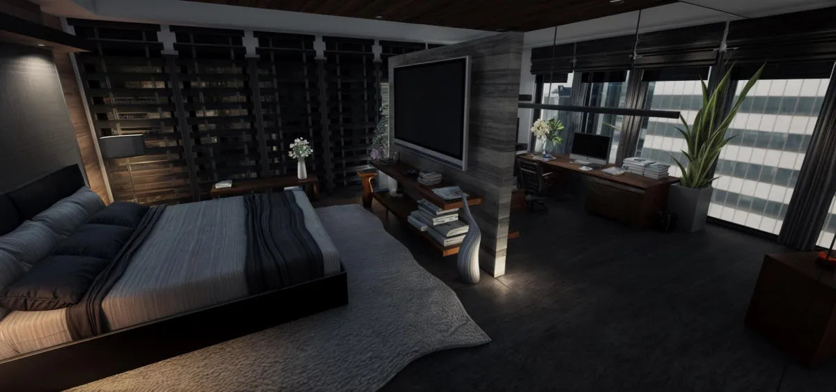 Penthouse: Skyscraper | Fivem Ready | MLO | Villa-House | modern bedroom interior