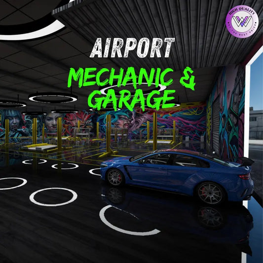 Airport Mechanic | Fivem Ready | MLO | Auto Garage | blue sports car