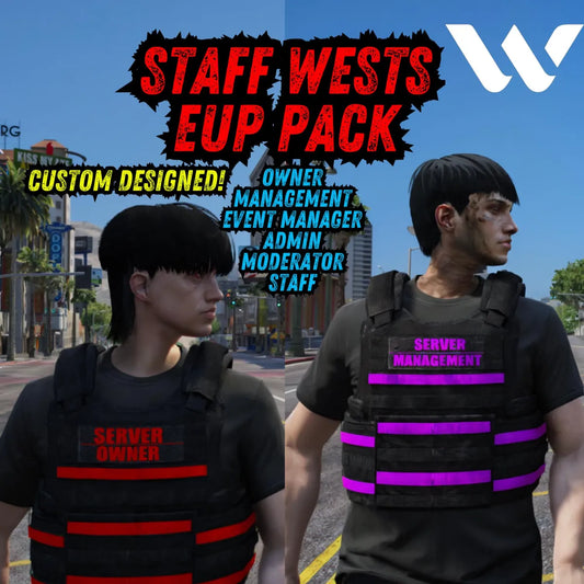 EUP Pack: Staff Wests | Fivem Ready | TOS Compliant | Unbranded digital staff uniform pack