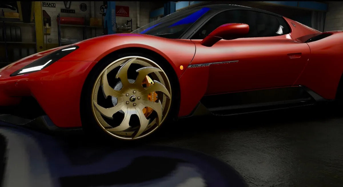 Sport Rims Pack | Fivem Ready | 200 Custom Addon Wheels | red sports car gold rims