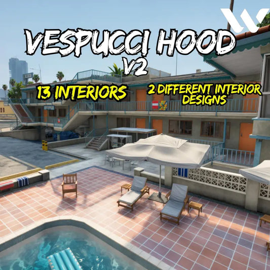 Vespucci Hood V2 | Fivem Ready | MLO | Gang Hood | motel pool